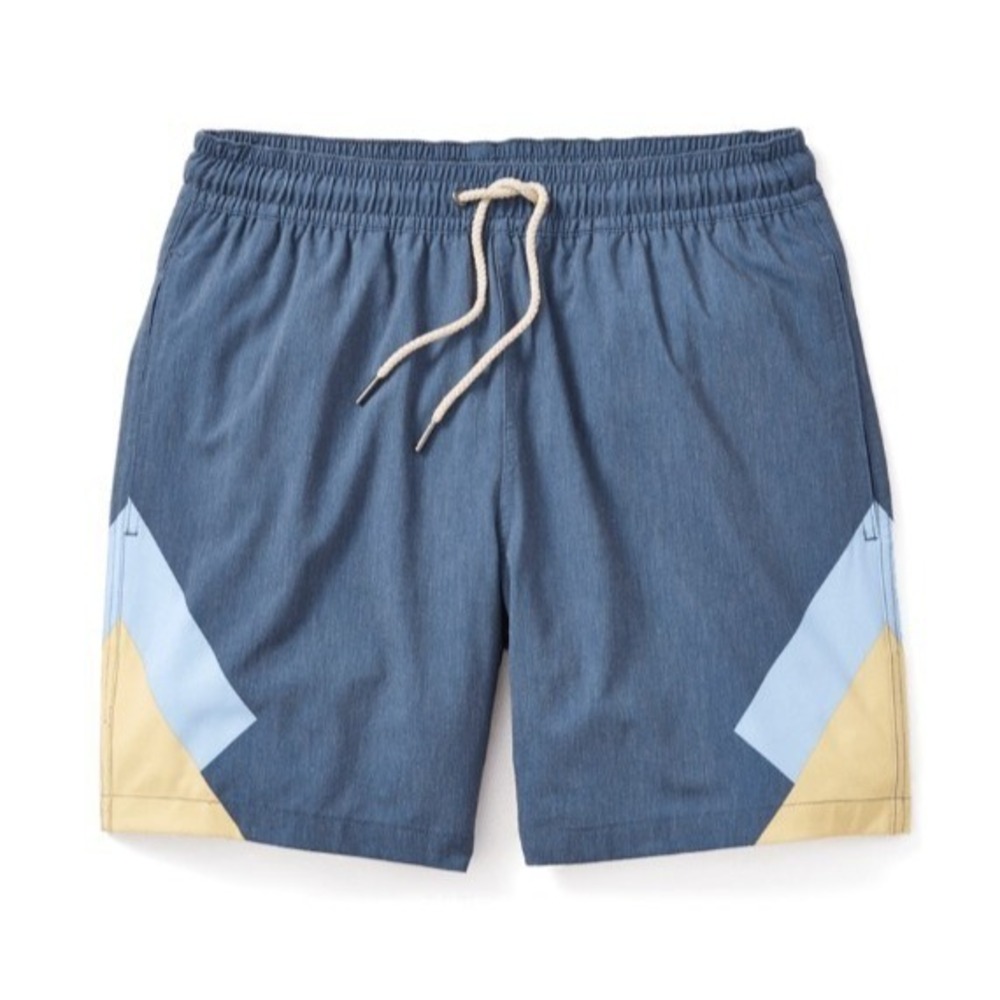 Fair Harbor Bayberry Swim Trunks Mens Large Navy MC 7-Inch Lined Drawstring